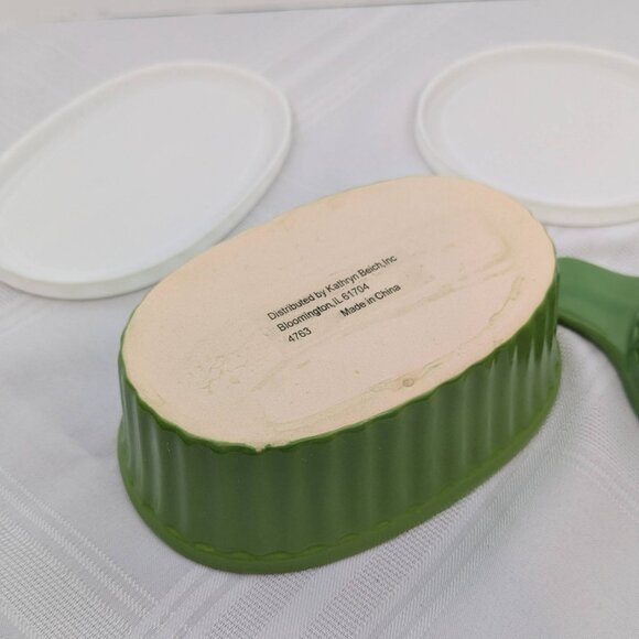 Mini ceramic cookware set - dark green Kathryn Beich - with covers - unused - Picture 3 of 7